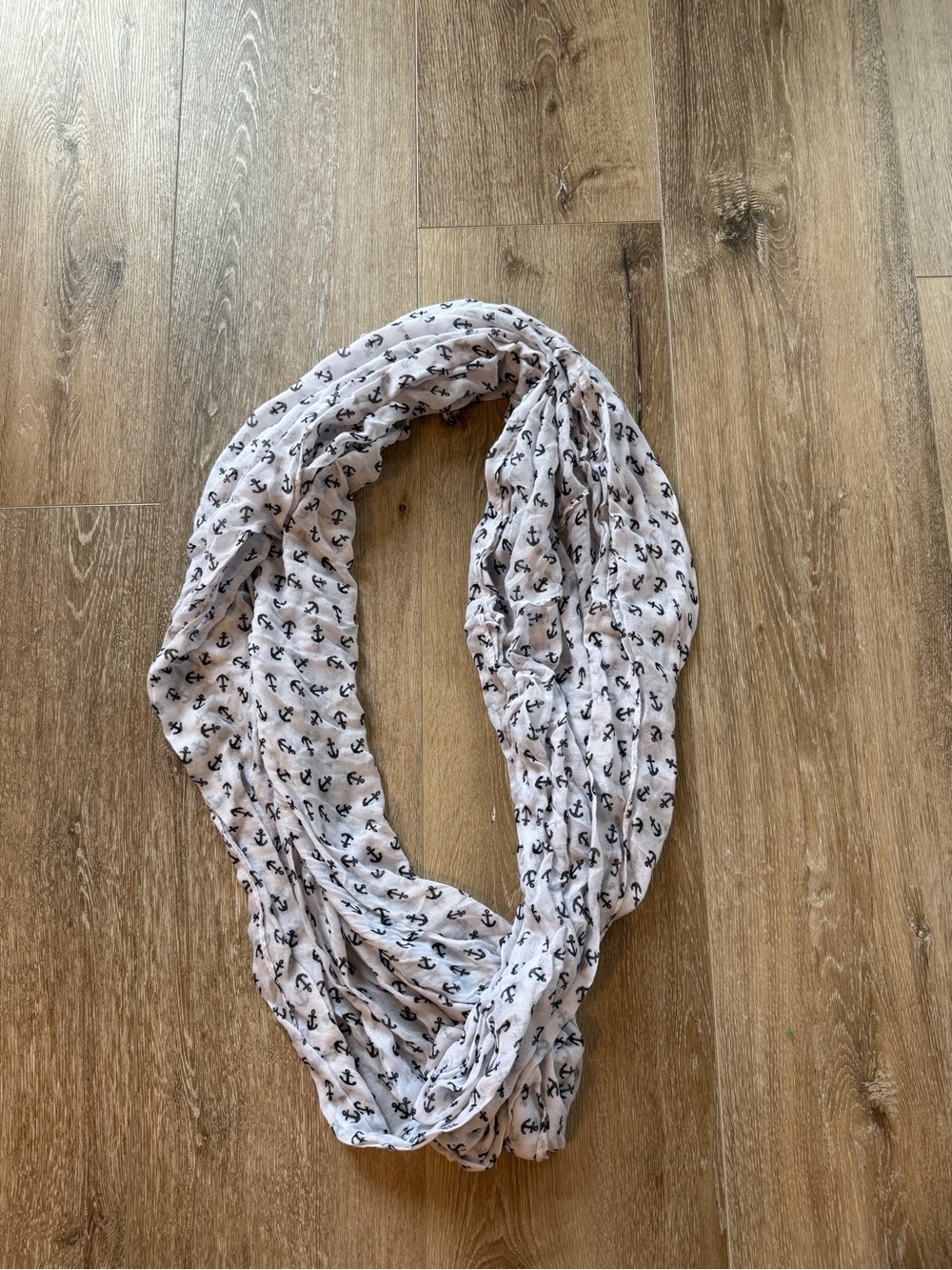 Charlotte Russe Pink Infinity Scarf with Black Anchor Pattern